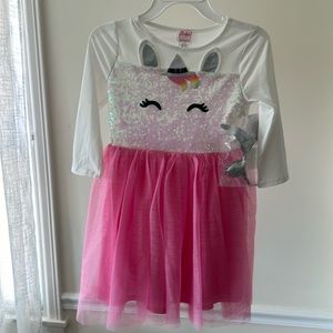 Pinky Los Angeles pink and white unicorn dress Size 7. NWT.